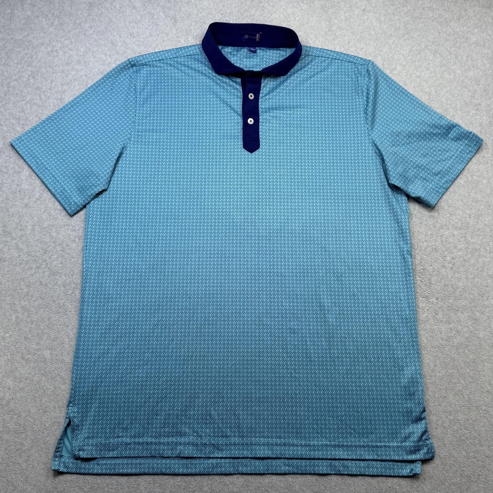 Stitch Polo Shirt Mens Large Blue Geometric Golf Performance Stretch Outdoor